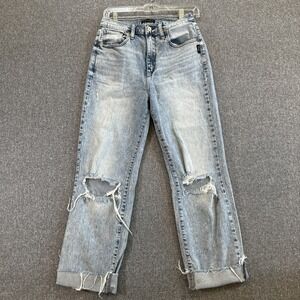Silver Jeans Womens 28x27 High Rise Straight‎ Distressed Light Wash Denim Jeans